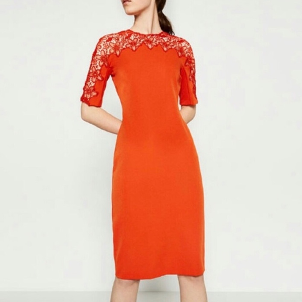 Zara Lace Detail Midi dress